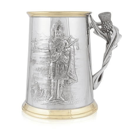 Piper Brass Tankard with Thistle Handle