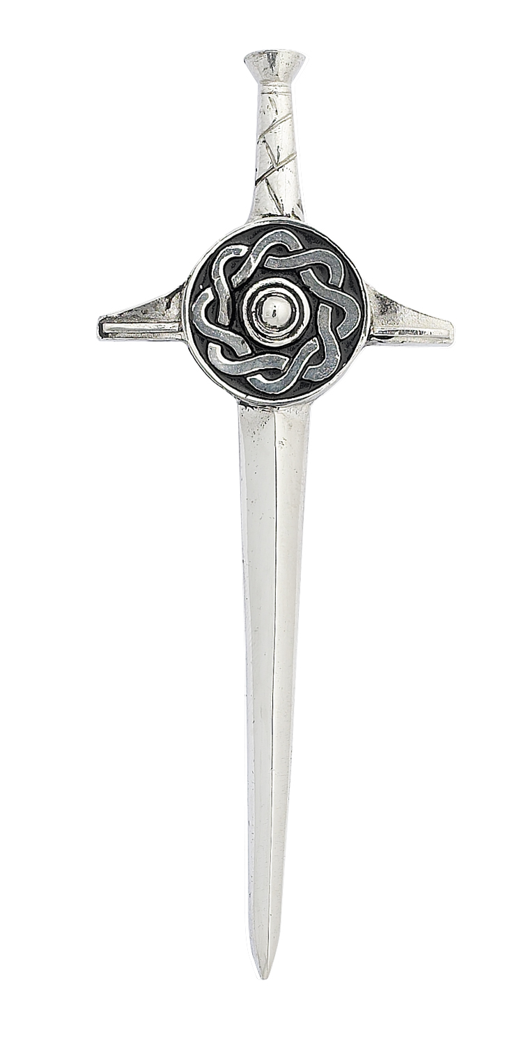 Celtic Sword Chrome Kilt Pin
