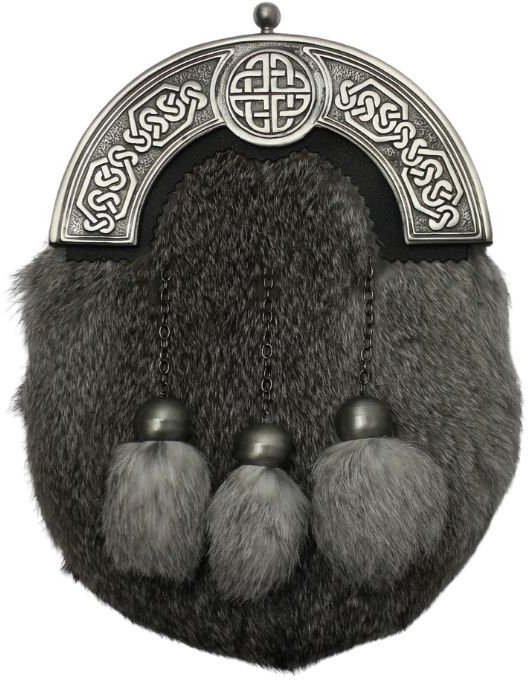 Antique Celtic Grey Chinchilla Rabbit Dress Sporran