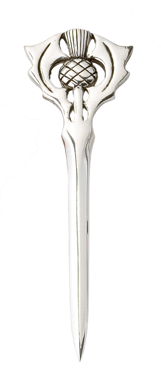 Contemporary Thistle Chrome Kilt Pin