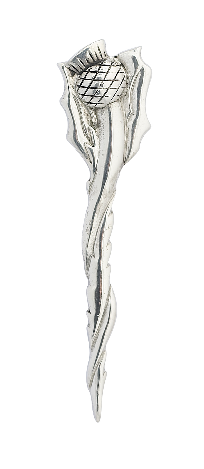 Contemporary Twist Scottish Thistle Chrome Kilt Pin